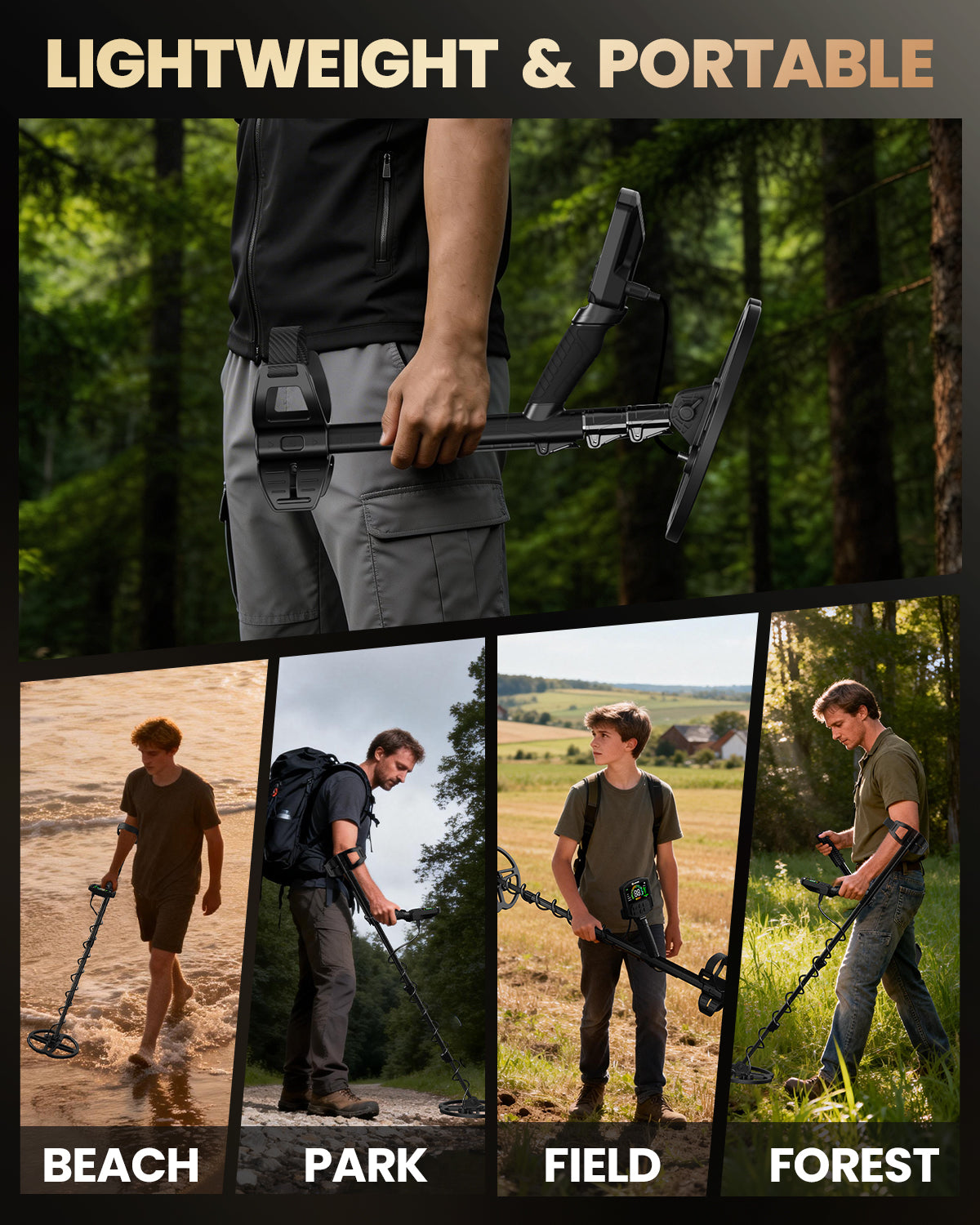 HawkSeek Metal Detector for Adults Professional - 2X Larger Backlit Color LCD, Higher Accuracy Gold Detector with 10" Double-D Waterproof Coil, New Advanced DSP Chip, 5 Modes for Beach&Gold Hunting